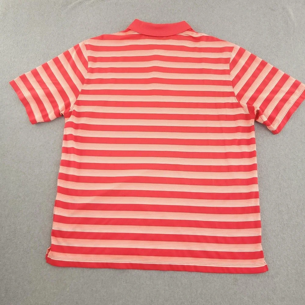 Nike Dri-FIT Polo Shirt Mens L Red Stripe Golf Performance Stretch Top
